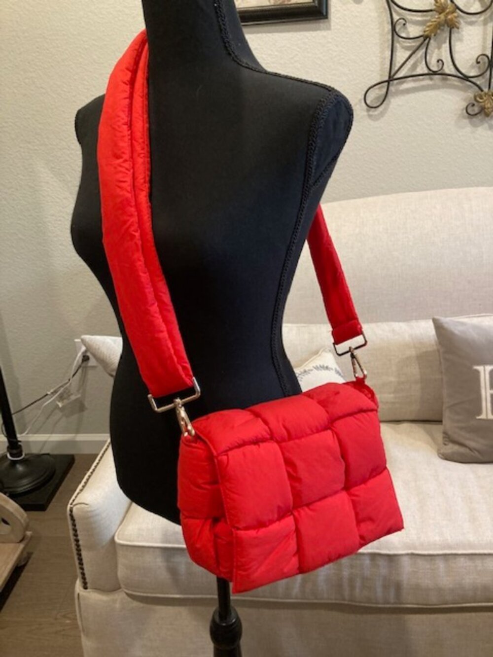 Red Puffer Crossbody Bag